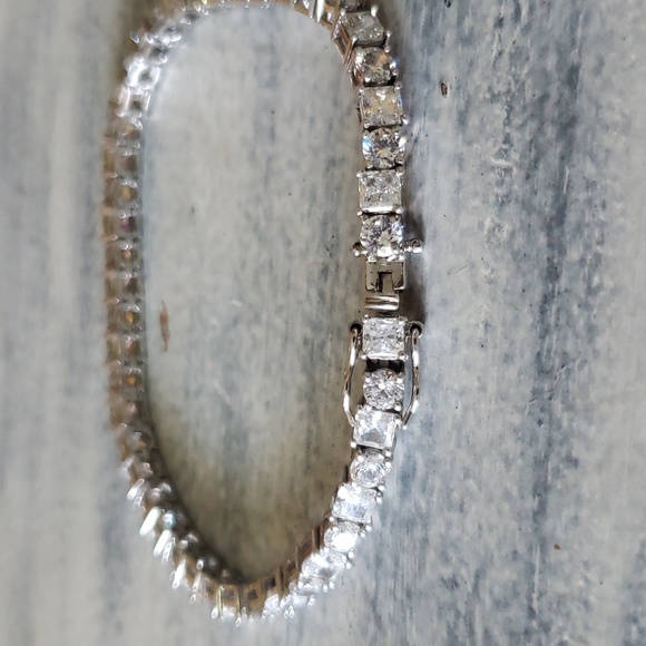 Tennis Bracelet 925 silver, platinum clad, Epiphany round brilliant, princess - Picture 8 of 9